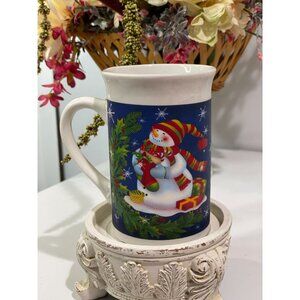 Royal Norfolk Snowman Holiday Mug 16 Oz Ceramic Dishwasher & Microwave Safe